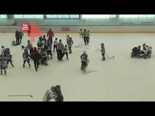 young hockey players staged a mass brawl at the match