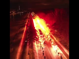 :fire: that's how zenit fans thank the team for reaching the 1/8 of the europa league. st. petersburg beat turkish fenerbahce yesterday